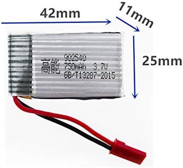 Miniatura 2 de CBB 3.7V 750mAh 25c Lipo Batería para FPV Quadcopter MJX X400 X800 X500 X300C HJ818H J819S RC Racing Drone 2 Pack con cargador USB