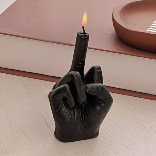 Middle Finger Gifts | Weird Candle Gift for Men Unique Gift Soy Wax Aromatic Candle for Home Decor Bedroom Desk and Relaxation Weird Stuff (Black)