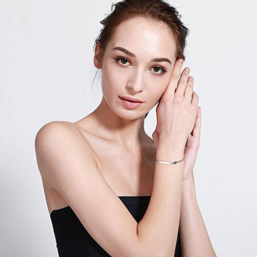 Memediy Personalized Birthstone Bracelets Customized Gift Birthday Engraving For Women Girl Girlfriend Mom Auntie Sister Best Friend Stainless Steel Friendship Adjustable (Silver Color) #TOP4