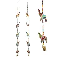 Set of 2 Door Hanging Colorful Decorative 5 Fabric Elephant String for Festival Traditional New year Decorations Indoor Wall Temple Bedroom Home Party Decor Gifting Ideas(Size:- 33\)(Multicolor)
