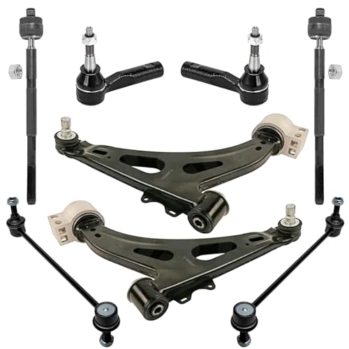 Image of Detroit Axle - 8pc Front End Control Arms Kit for 2014-2019 Chevrolet Impala, 2 Lower Control Arms with Ball Joints Assembly 4 Outer Inner Tie Rods 2 Sway Bars 2015 2016 2017 2018 Replacement