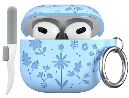 Coque AirPods 4 en silicone gravé bleu Maxjoy avec kit de nettoyage et porte-clés