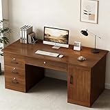 MURAMASA Escritorio para Computadora Minimalista con Gabinete y 3 Cajones De Almacenamiento Retro Industrial Desk con...