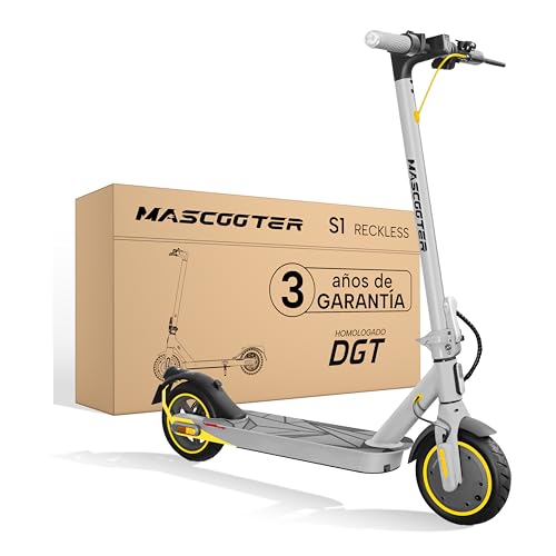 MASCOOTER S1 Reckless | Patinete Eléctrico Adultos Homologado DGT   Intermitentes & Regeneración de Batería al Frenar   300W, 600W MAX, 20km Autonomía, Ruedas 8.5