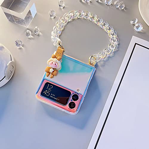 Étui Galaxy Z Flip 3 laser avec bracelet perle anti-rayures