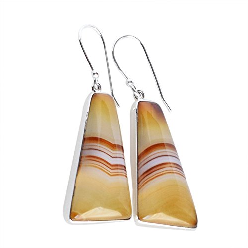 Boucles d'oreilles agate du Botswana anti-allergie argent 925