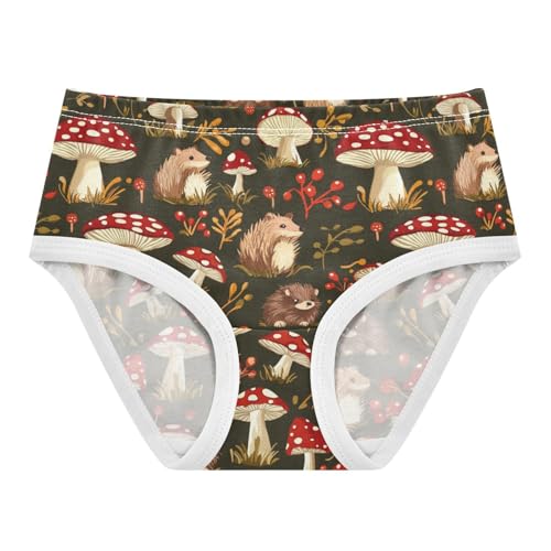 ZZKKO Red Mushrooms and Cute Hedgehogs Girls Underwear Toddler Panties for Girls Comfort Brief Size 8Y