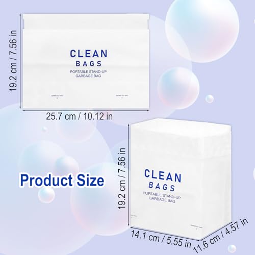 Image of Disposable Cars Trash Bags Standable 60 Pack Car Garbage Bag Self Adhesive travel trash bag for Cars Kitchens Bedrooms Offices Travel and Camping Open Top Cleaning Bags (10.1 * 2.3 * 7.6 in) (60)