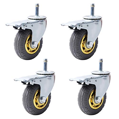 5Inch Caster Wheels Heavy Duty 125 mm Rubber Swivel Trolley Meble do transportu Rolki transportowe Samochody wymienne,Stem M11x35mm, pojemność 270 kg, zestaw 4