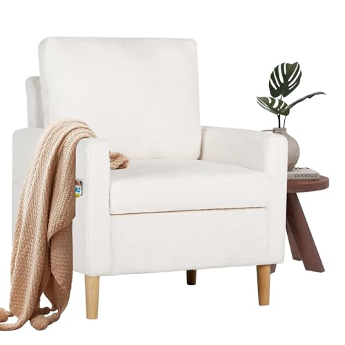 TYBOATLE Accent Chair, Mid-Century Modern Living Room Arm Chair, Furry