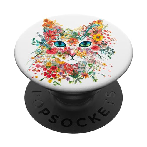 Floral Flower Cat PopSockets Adhesive PopGrip