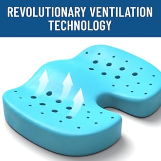 Everlasting Comfort Gel Infused Memory Foam Seat Cushion for Coccyx, Tailbone and Back Pain (Black)