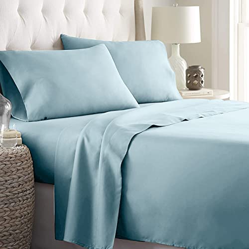 Sabanas Y Fundas, Home NANWEI Juego de Sábanas de 4 Piezas, Sábanas Matrimonial de Microfibra de Hotel Doble Cepillado, Sábanas de Suaves Hipoalergénicas (Azul Claro, Matrimonial)