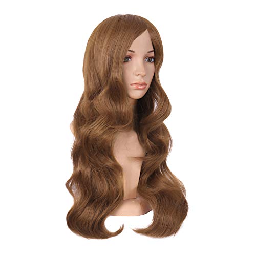 Image of MapofBeauty 24 Inch Long Wavy Side Bangs Anime Cosplay Wig, Light Brown | 60 cm Synthetic Fiber Wig, Women, Charming, Party