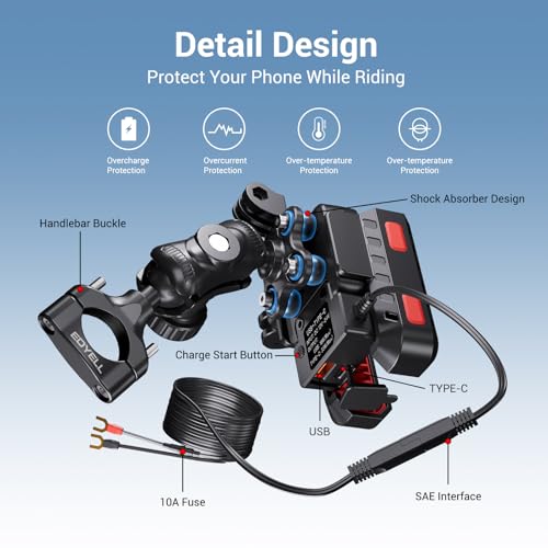 EDYELL Motorcycle Phone Mount with 30W Charger YF303-C - Image 4