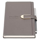 Agenda accademica 2026, giorno per pagina, formato A5, da gennaio 2026 a dicembre 2026, agenda giornaliera con penna, copertina rigida, con adesivi, tasca interna, carta spessa di alta qualità (grigio