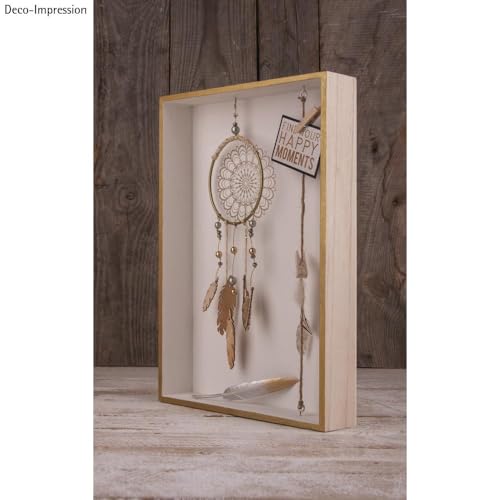 Rayher Hobby Rayher 62817000 Holz-Rahmen mit Holz-Rückwand, 36x25 cm, Tiefe 5 cm, mit Kordel, Aufhänger, Schrauben, Klammern für Dekorationen, ohne Glas, Beige, Groß