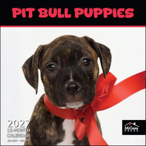 Image of MICASA PRESS Pit Bull Puppies 2027 Wall Calendar 12 Month | 12 inch x 24 inch Open