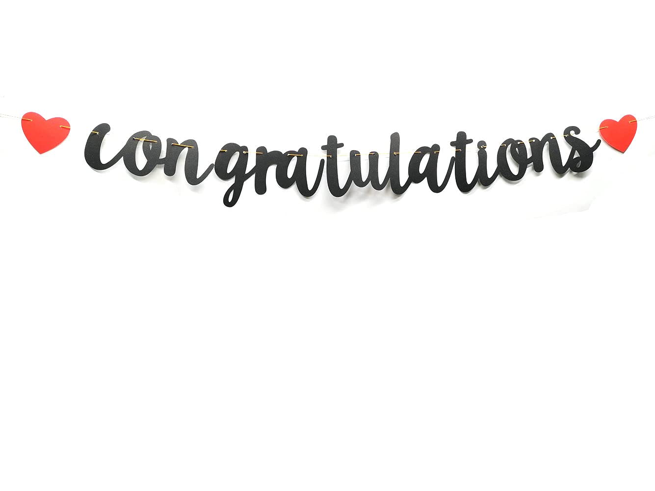Glitzer-Banner 'Congrats Grade' In Rot/Schwarz - Abschlussdeko Für Klasse 2024, Mit Quasten
