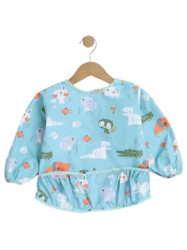 Image of POLKA TOTS Reusable Full Sleeve Baby Bibs for Infants & Toddlers | Waterproof & Washable Feeding Apron with Food Catching Pocket | Drooling Apron | Food Catcher | Clothing Protector for Boys & Girls