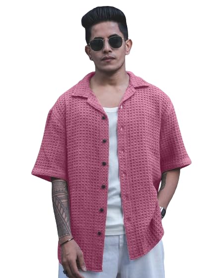 Chemise unie rose coupe droite homme taille M vêtement classique
