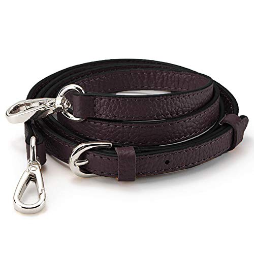 LIVE UP Full Grain Purse Strap Genuine Leather Replacement for Cross Body Bag Handbags(Expresso-Silver Buckles)