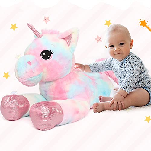 Image of AVSHUB Rainbow Unicorn Soft Toy for Kids | Multicolor Plush Stuffed Animal Toy for Boys, Girls & Birthday Gift | 70 cm
