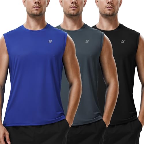 Roadbox Workout Sleeveless Shirts for Men Athletic Gym Basketball Quick Dry Muscle Tank Tops