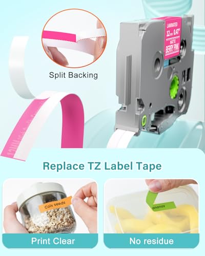 Image of Colorty Replace for Brother P-Touch Label Maker Tape TZe 12mm 0.47 Ribbon Laminated TZ Colored Refills Compatible with Brother P Touch PT-D210 D220 H110 1000 1280 D400 Cube, 1 /2 inch x 26.2', 6 Pack