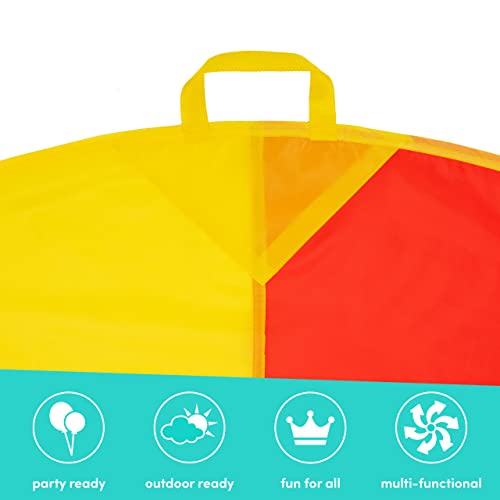 THE TWIDDLERS XL Regenbogen Schwungtuch mit 12 Griffen für Kinder (3,7m) - Indoor/Outdoor Gruppenspiel für Schulen & Kindergeburtstage