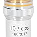 Raguso 10X Microscope Lens Objective Lens Replacement 20.2mm Interface High Light Transmittance with Spring Device for Biological Microscopes