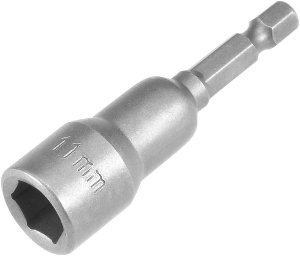 Fixinus 11mm Quick-Change Nut Driver, Magnetic 1/4" Hex Socket Bit Metric Impact Drill Bit, 65mm Length