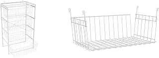 ClosetMaid Wire Basket 4 Drawer Organizer Unit with Shelf for Pantry, Closet, Clothes, Linens, Sturdy Steel, Easy Assembly, White & Wire Hanging Shelf Basket for Storage, Organization in Closet