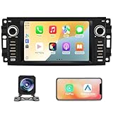 Junsun 4 Core Car Radio Stereo for Dodge Ram 1500 2500 3500 2009-2012 Avenger Challenger 2008-2014, 7 Inch Touch Screen with Wireless CarPlay Android Auto Backup Camera