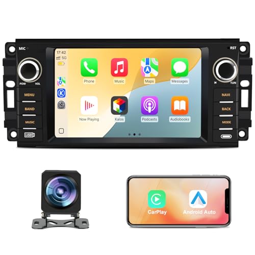 Junsun 4 Core Car Radio Stereo for Dodge Ram 1500 2500 3500 2009-2012 Avenger Challenger 2008-2014, 7 Inch Touch Screen with Wireless CarPlay Android Auto Backup Camera