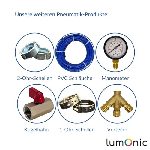 Conector transversal Lumonic de latón con espiga de 9 mm para ramificar redes de aire 7