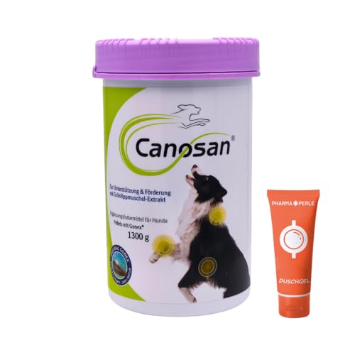 Canosan Pellets 1x 1300 g I Ergänzungsfuttermittel mit Gonex zur Unterstützung der Gelenkgesundheit I für Hunde Aller Altersklassen I Gelenke, Bänder, Sehnen I Spar-Set Plus Pharma Perle give-Away