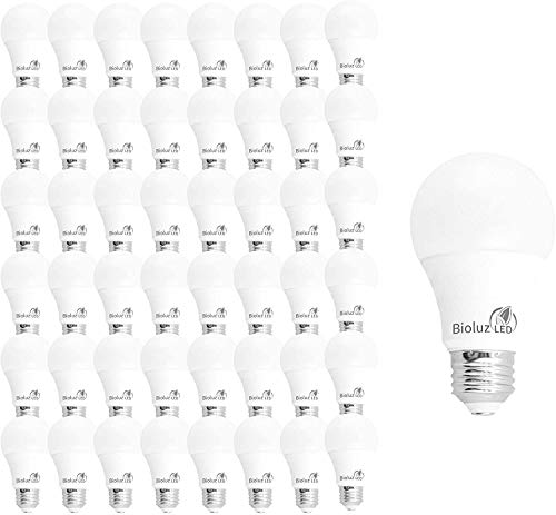 48 Pack Bioluz LED 60 Watt LED Light Bulb (Uses 9 Watts) A19 LED Light Bulbs See Series Warm White 2700K Light Bulbs UL Listed Non Dimmable