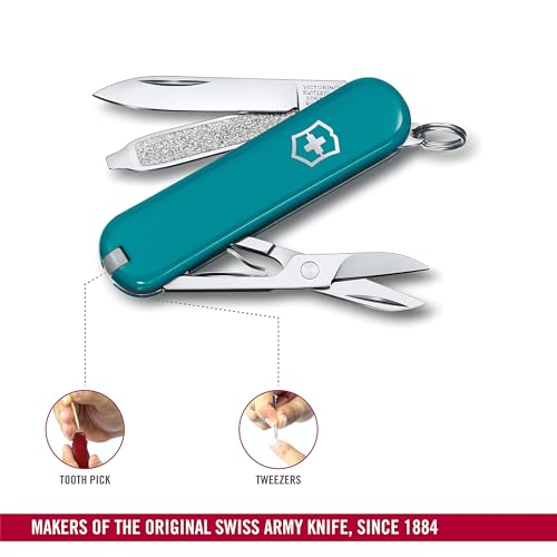 Image of Victorinox Swiss Army Knife - FRESH. STYLISH. COLORFUL SWISS CLASSICS - 7 Function, Multitool with a Pair of Scissors - Mountain Lake, 58 mm