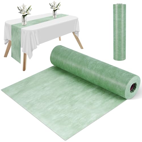 COZHYESS Camino de Mesa no Tejido, Verde Eucalipto (30 cm x 25 m) Cinta Decorativa para Mesa, Rollo de Cinta Verde para Mesa, Decoración de Fiestas para Cumpleaños, Decoraciones Festivas