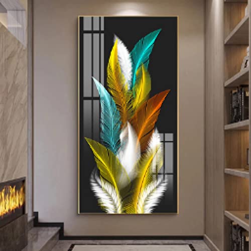 Peinture toile plume moderne tableau haut de gamme art nordique grand format 90x180cm