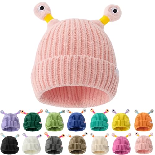 Winter Parent-Child Cute Glowing Little Monster Knit Hat, Saturations Cute Monster Tentacle LED Knit Beanie (Pink)