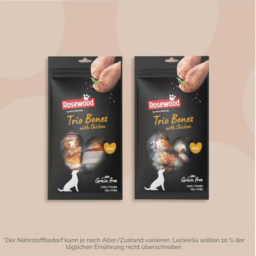 Rosewood Trio Bones Huhn Small – Feste Kauknochen mit Huhn, Kausnack aus Rinderhaut für kleine Hunde, unterstützt die Zahnpflege… – Ansicht 6