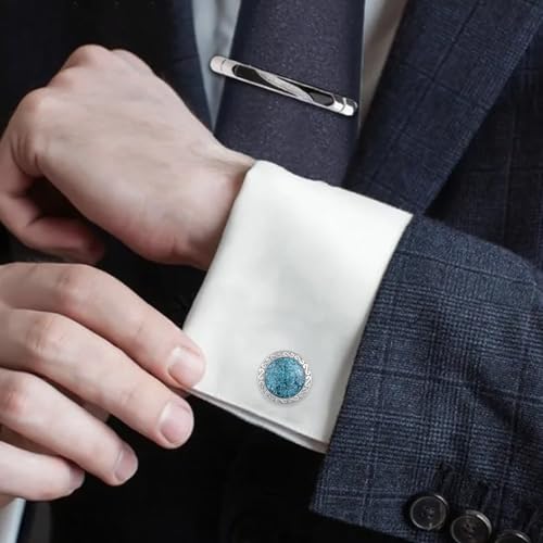 Mancuernillas de plata 925 con turquesa para hombre miniatura 6