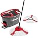 Produktbild Vileda Turbo Wischmopp Komplett Set mit extra 2in1 Moppkopf, Bodenwischer mit Teleskopstiel, 2 Mikrofaser Moppköpfe mit Kraftfasern und Eimer mit Powerschleuder, schnell und reinigungsstark