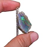 GEMKORA Real Ethiopian Opal Rough Crystals Pendant Necklace Gemstone Natural Raw Crystals Fire Play Energy Healing Crystals