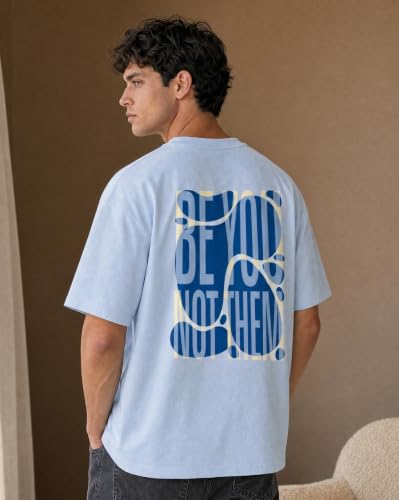 Image of Nobero Men's Oversized Graphic T-Shirt for Men | Soft Cotton | Drop Shoulder Relaxed Fit | Printed Casual Tshirt for Men