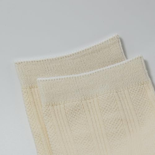 Image of 3 Pairs Crew Socks Lightweight Undyed Cotton Blend Socks for Women Girls, 5-8
