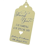 50 Tag Regalo Personalizzate 'Sharing Our First Meal As Mr. & Mrs.' – 6,5x3,5 Cm Con Spago