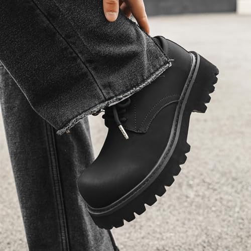 Men's Leather Platform Lace Up Oxfords Classic Wide Round Toe -Comfort Non-Slip Lug Sole Chunky Heel Casual Dress Business Derby Shoes4